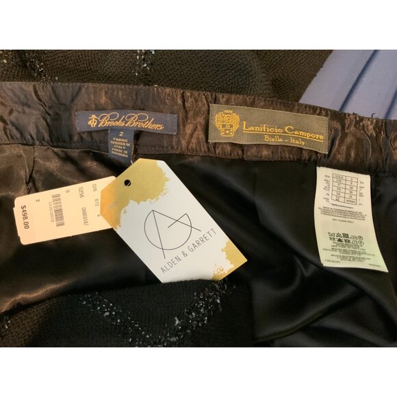 Brooks Brothers Black Wool Shimmering Tweed Pencil Skirt NWT $498 Size 2 - Picture 7 of 7